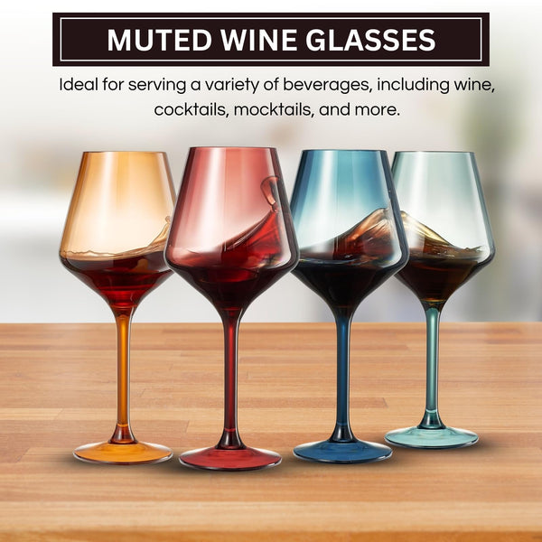 Floating Shatterproof Wine Glasses | Muted Colors | Set of 4, 16 oz
