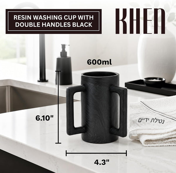 Khen Marbled Resin Washing Cup with Double Handles