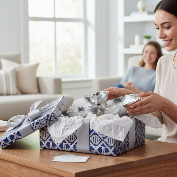3 Cluster Decorative Bowls Bright Silver Snack Tray Bowl Chip & Dip Serving Piece Strong Brass Centerpiece Beautiful Room Accent & Entertaining Parties Home Decor Wedding Gifts 14.6 Inch Decorative