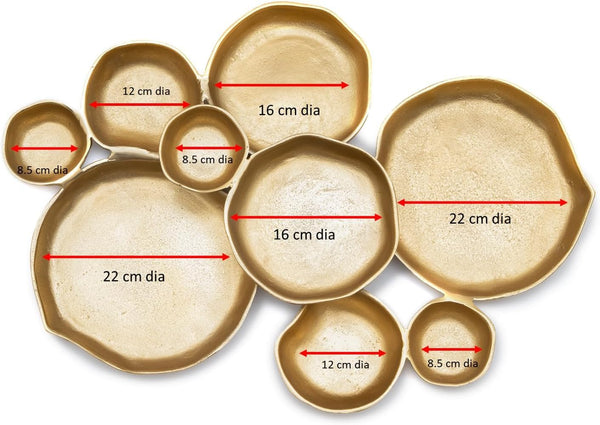 Cluster Decorative Bowls, Bright Gold Brass - Decoration, Snack Tray Bowl, Chip and Dip Strong Brass Beautiful Room Accent, Perfect for Entertaining, Parties, Home & Wedding 22