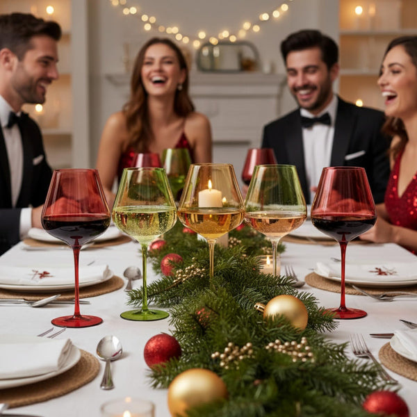 Christmas Holiday Wine Glasses Set of 5 – 20oz Goblets