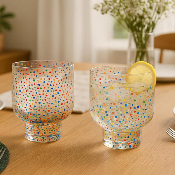 Khen Confetti Stemless Tumblers Set Colorful Acrylic Drinkware Break Resistant Barware Clear Festive Cups - 12oz Clear