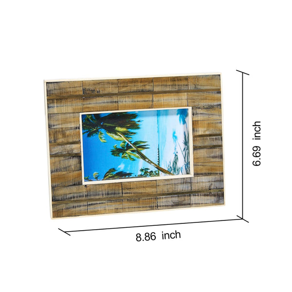 Ribbed Mango Wood & Bone Inlay 5x7 Photo Frame