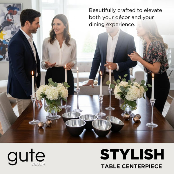 GUTE 5 Bowl Organic Set – Modern Multi Section Serving Dish | Bowls for Snacks Salads Fruits Desserts Appetizers | Functional Centerpiece Dining Tableware | 14.9