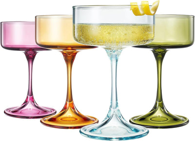 Khen Champagne Coupes Morgan Set Vibrant Break Resistant Acrylic Stemware Drinkware for Parties - Set of 4 Multicolor