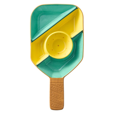Khen Ceramic Pickleball Dish | Paddle Shaped Serving Tray Platter Decorative Tableware | Multicolor Sports Themed Kitchen Decor | Durable Dining Accessory | Fun Gift for Housewarming or Entertaining