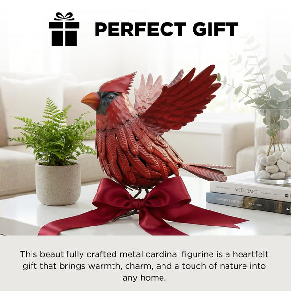 Cardinal Garden Decor Metal Yard Art: Red Bird Outdoor