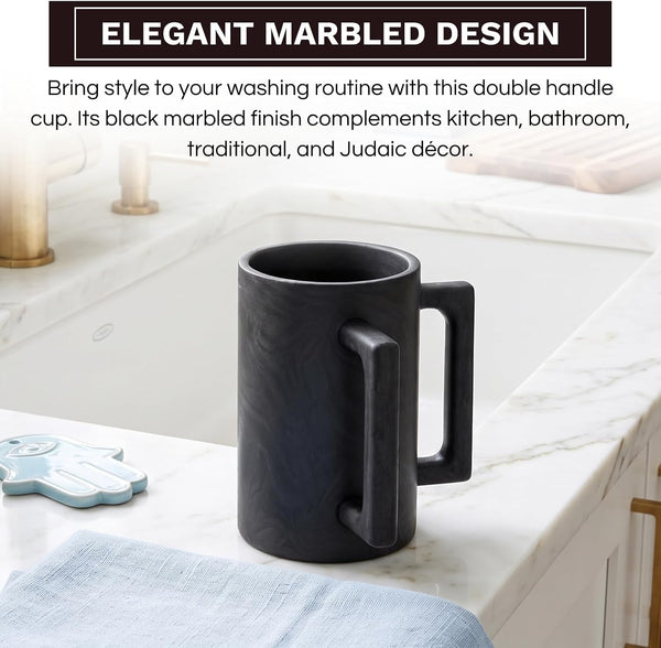 Khen Marbled Resin Washing Cup with Double Handles