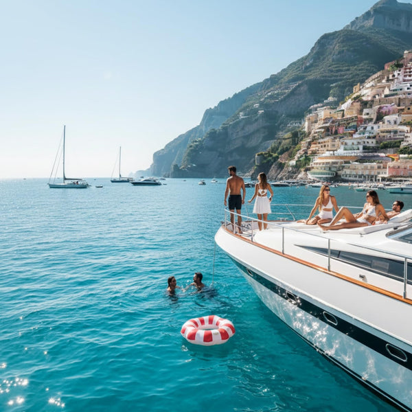 Amalfi Scalloped Pool Float Ring, 1 Piece, Red & White Inflatable Swim Tube