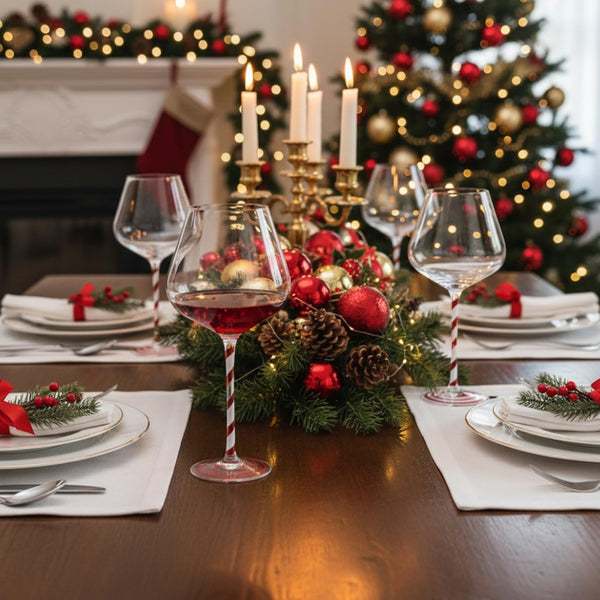 Khen Holiday Candy Cane Wine Glasses Set of 4 Santa Red White Striped Stem Goblets 20oz Christmas Borosilicate Drinkware for Festive Entertaining Winter Parties Home Bar Decor Kitchen Dining Gift Set