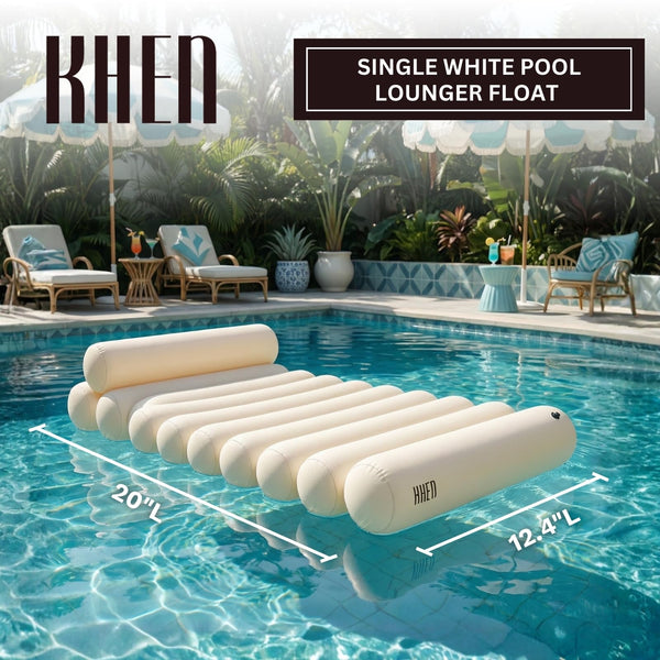Bubble White Pool Lounger Float, Single, Regular Size Neoprene Inflatable Floating