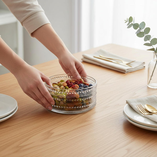 Round Hobnail Bowl, Single Piece, 7.95in 2300ml Clear