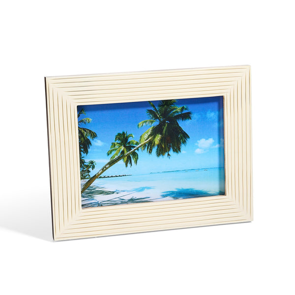 French Riviera 4x6 White & Blue Carved Bone Inlay Photo Frame