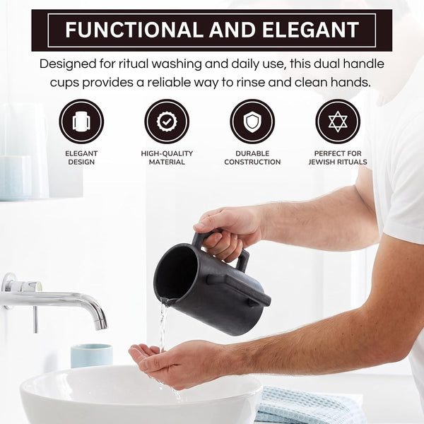 Khen Marbled Resin Washing Cup with Double Handles