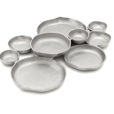 GUTE Cluster Decorative Bowls, Bright Silver Brass - Decoration, Snack Tray Bowl, Chip and Dip Strong Brass Beautiful Room Accent, Perfect for Entertaining, Parties, Home & Wedding Gifts 22