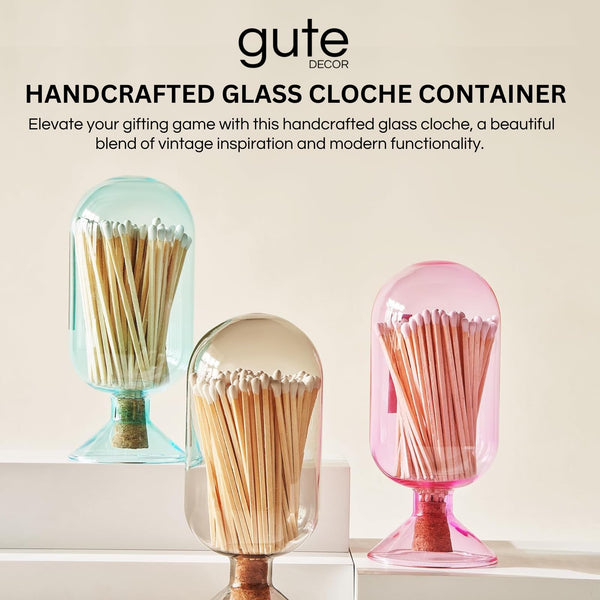 Includes 100 Match Sticks Glass Match Cloche with Striker