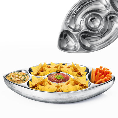 Football Tailgate Superbowl Serving Bowl Silver Brass Snack, Candy & Salad Bowl, Chip n Dip American Sports Decorative Centerpiece Serving Platter for Nuts, Salsas, Food, Serveware Decor Entertaining