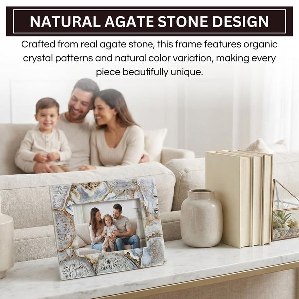 Natural Blue Agate 5x7 Photo Frame | Hand-Polished Luxury