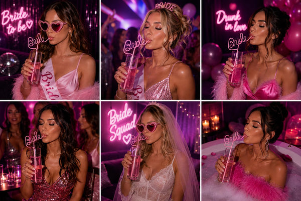 Bachelorette Party XL Bride Straws - 10 Pack (5 White & 5 Pink)