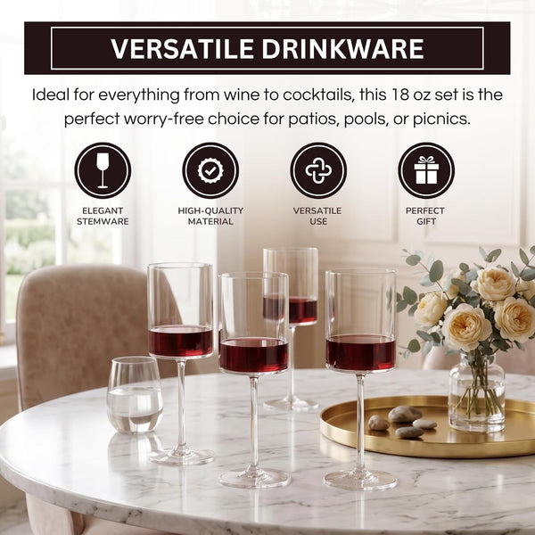 Barcelona Acrylic Stemmed Wine Glassware, Set of 4