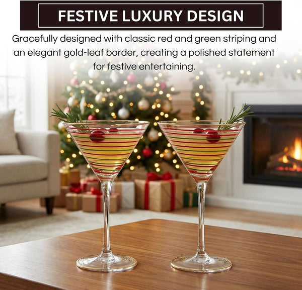 Christmas Martini Glasses Set of 2 9.13 oz