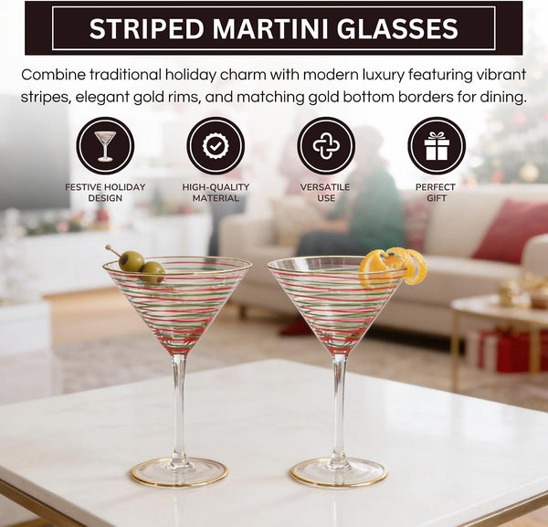 Christmas Martini Glasses Set of 2 9.13 oz