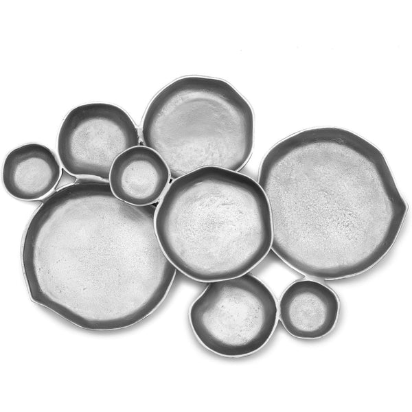 GUTE Cluster Decorative Bowls, Bright Silver Brass - Decoration, Snack Tray Bowl, Chip and Dip Strong Brass Beautiful Room Accent, Perfect for Entertaining, Parties, Home & Wedding Gifts 22