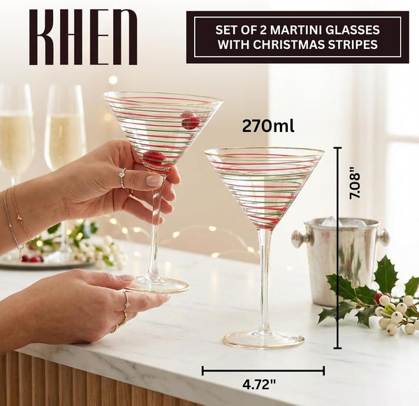Christmas Martini Glasses Set of 2 9.13 oz