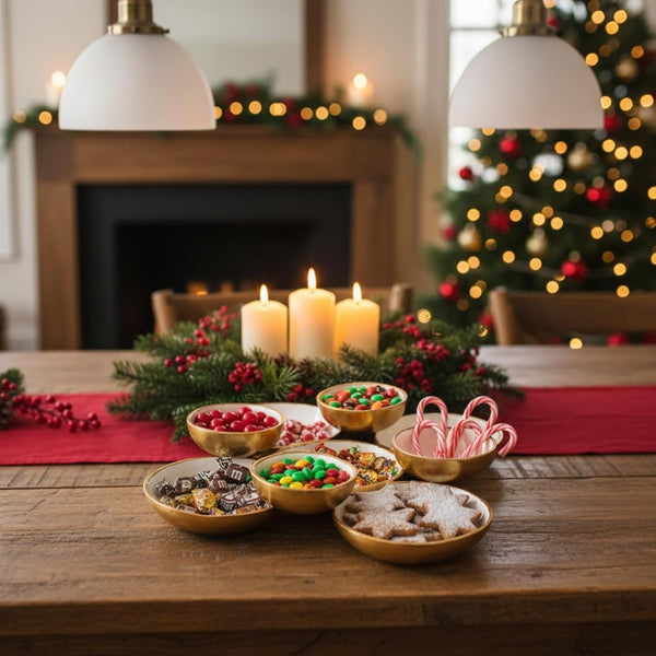 Cluster of 9 Round Serving Bowls Enamel Clusters Decorative Elegant Snack Tray for Olives, Chip & Dip, Nuts, Appetizers & Entertaining Strong Brass & Enamel Home Decor Gifts, Parties & Weddings 22