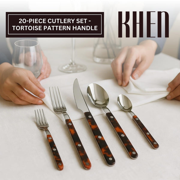 Premium Stainless Steel Flatware Set, 20 Piece Tortoise