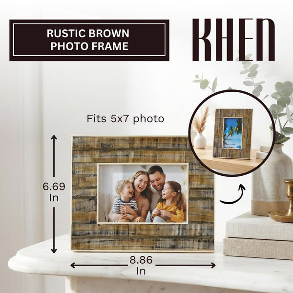 Ribbed Mango Wood & Bone Inlay 5x7 Photo Frame