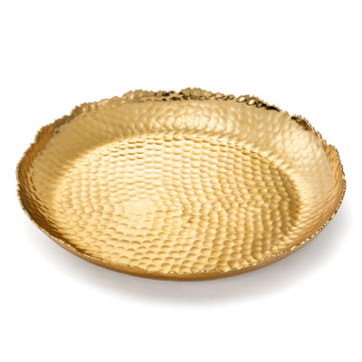 Gold Hammered Decorative Bowl Elegant Aluminum Centerpiece with Textured Finish Large Round 13 Inch Metallic Display Bowl for Home Kitchen or Dining Table Accent Modern Decorative Gifts Decor Bowls