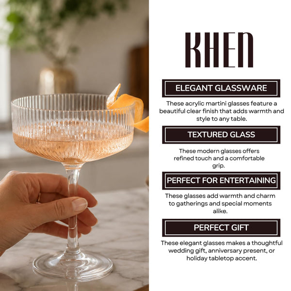 Barcelona Acrylic Champagne Coupe Cocktail Glassware, Set of 2