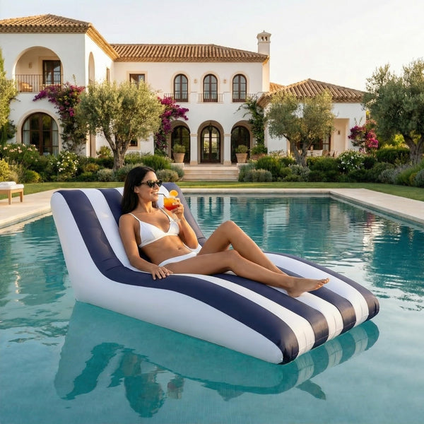 Mediterranean Stripe Lounger, 1 Piece, 60x32 Inch Blue