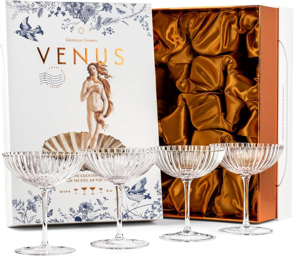 Venus Seashell Coupe Glasses Set of 4 8 oz
