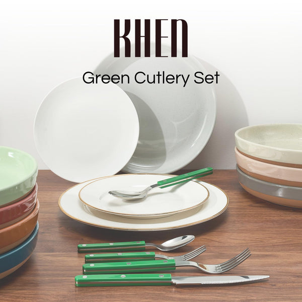 Khen Green Cutlery Set of 20 –18/8 Stainless Steel Flatware