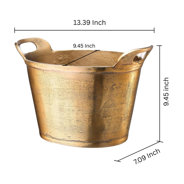 Solid Bronze Gold 12-Quart Double-Walled Insulated Ice Bucket & Champagne Cooler (13.4