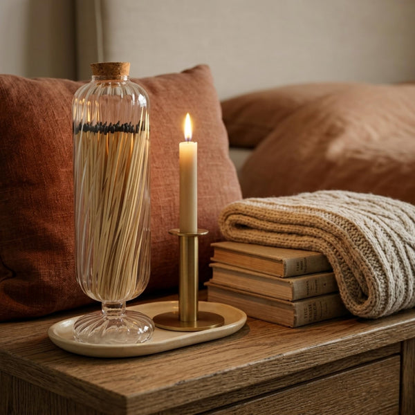 Cloche with Matches, 1 Piece, 11.5 x 3.5 Inch Clear Glass