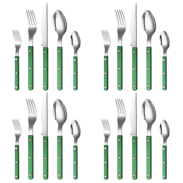 Khen Green Cutlery Set of 20 –18/8 Stainless Steel Flatware