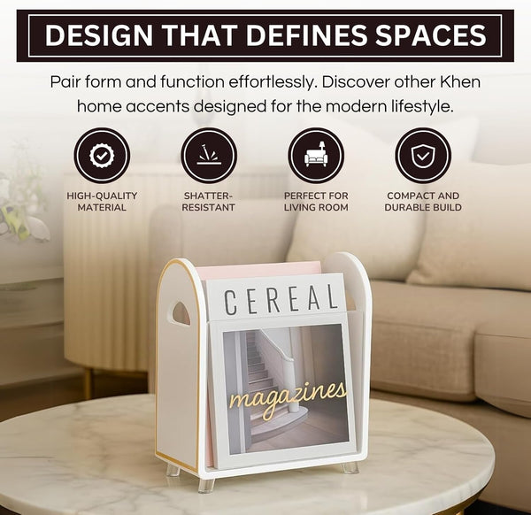 Khen Acrylic Magazine Holder with Gold Trim - 12.40