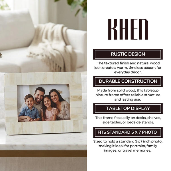Cote d'Azur Authentic White Bone Inlay 5x7 Photo Frame
