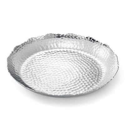 Silver Hammered Decorative Bowl Elegant Aluminum Centerpiece with Textured Finish Large Round 13 Inch Metallic Display Bowl for Home Kitchen or Dining Table Accent Modern Decorative Gifts Decor Bowls