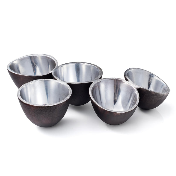 GUTE 5 Bowl Organic Set – Modern Multi Section Serving Dish | Bowls for Snacks Salads Fruits Desserts Appetizers | Functional Centerpiece Dining Tableware | 14.9
