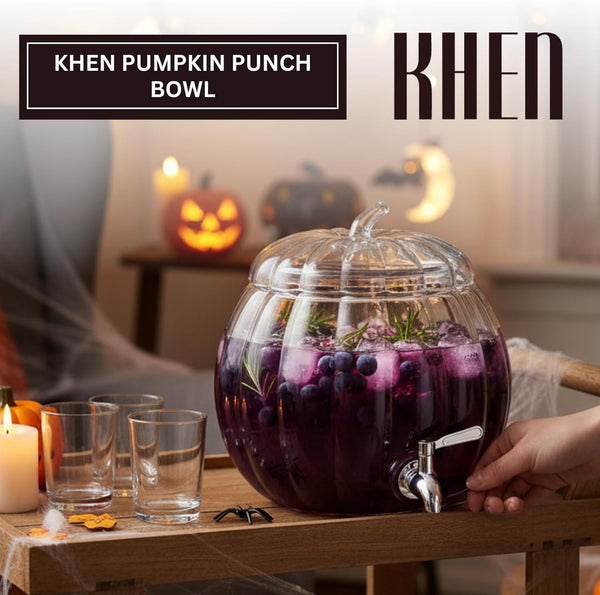Glass Pumpkin Drink Dispenser 2 Gallon | Fall, Halloween & Thanksgiving Party Beverage Server with Spigot | Clear Pumpkin Punch Bowl for Autumn Events, Kitchen Bar & Holiday Drink Station Decor Gift