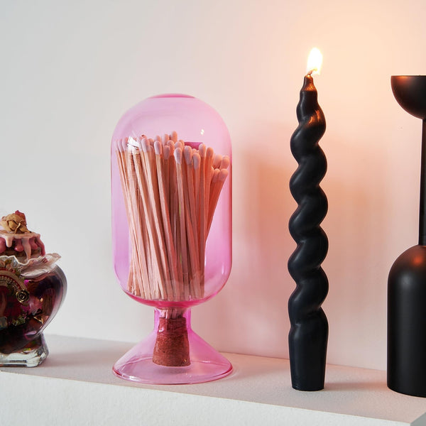 Includes 100 Match Sticks Glass Match Cloche with Striker