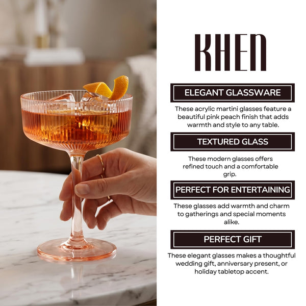 Madrid Acrylic Champagne Coupe Cocktail Glassware, Set of 6