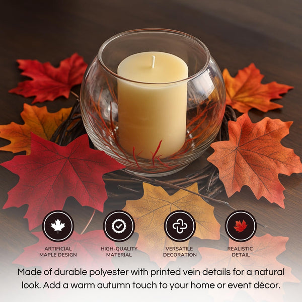 Artificial Maple Leaves 6 Colors Fall 150 PCS Winter, Summer Autumn Leaf Decorations