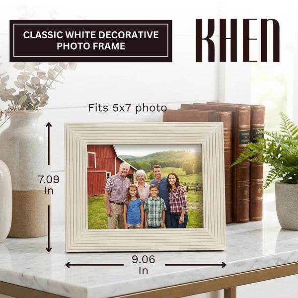 French Riviera 4x6 White & Blue Carved Bone Inlay Photo Frame