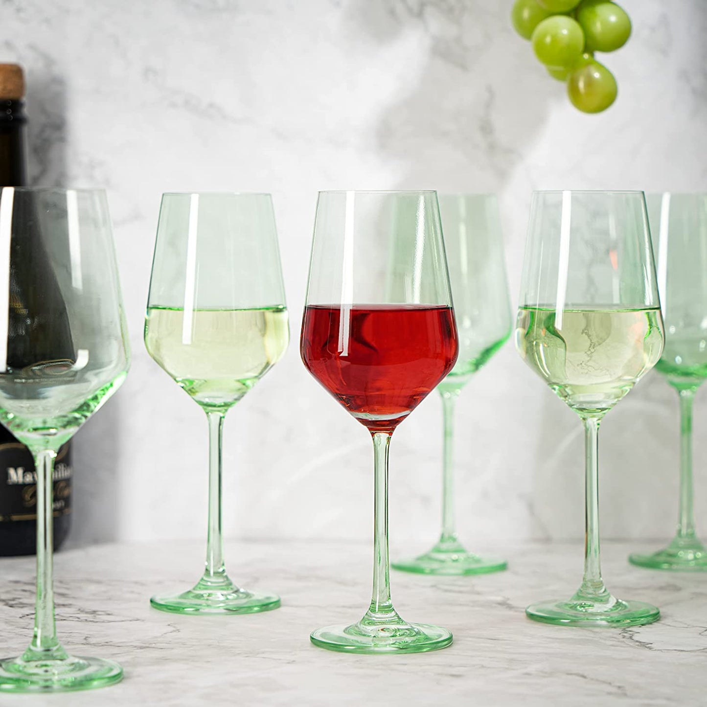 Rhea Wine Glassware, Set of 6, Green