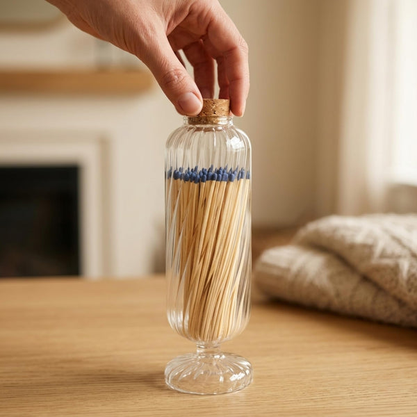Cloche with Matches, 1 Piece, 11.5 x 3.5 Inch Clear Glass